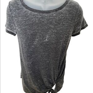 Caslon Gray White Speckled Sheer Tie Tee Shirt Women Small